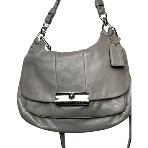 Coach Kristin Gray Leather Shoulder Bag Crossbody Strap Top Flap E1169-16931 - Picture 1 of 16